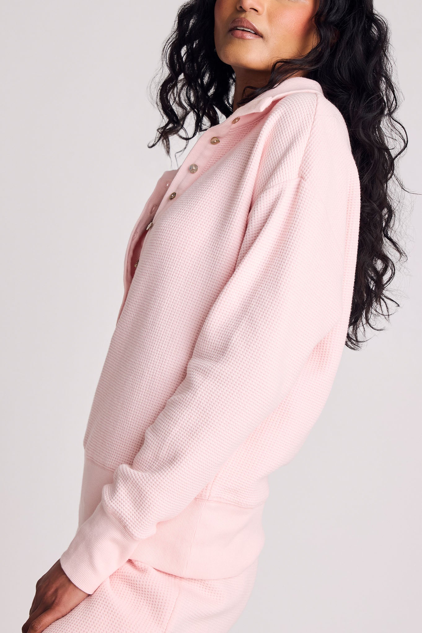 Waffle Knit Pullover in Shell