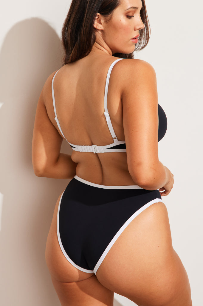 Swim French Cut Bottom in Black + White